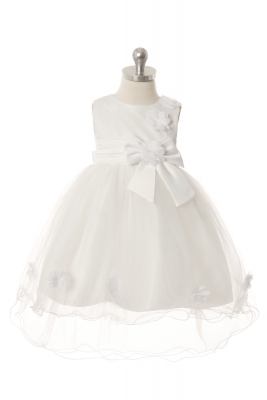 Girls Dress Style 10007 - Elegant Sleeveless Infant Dress with Floral Applique Details in Choice of